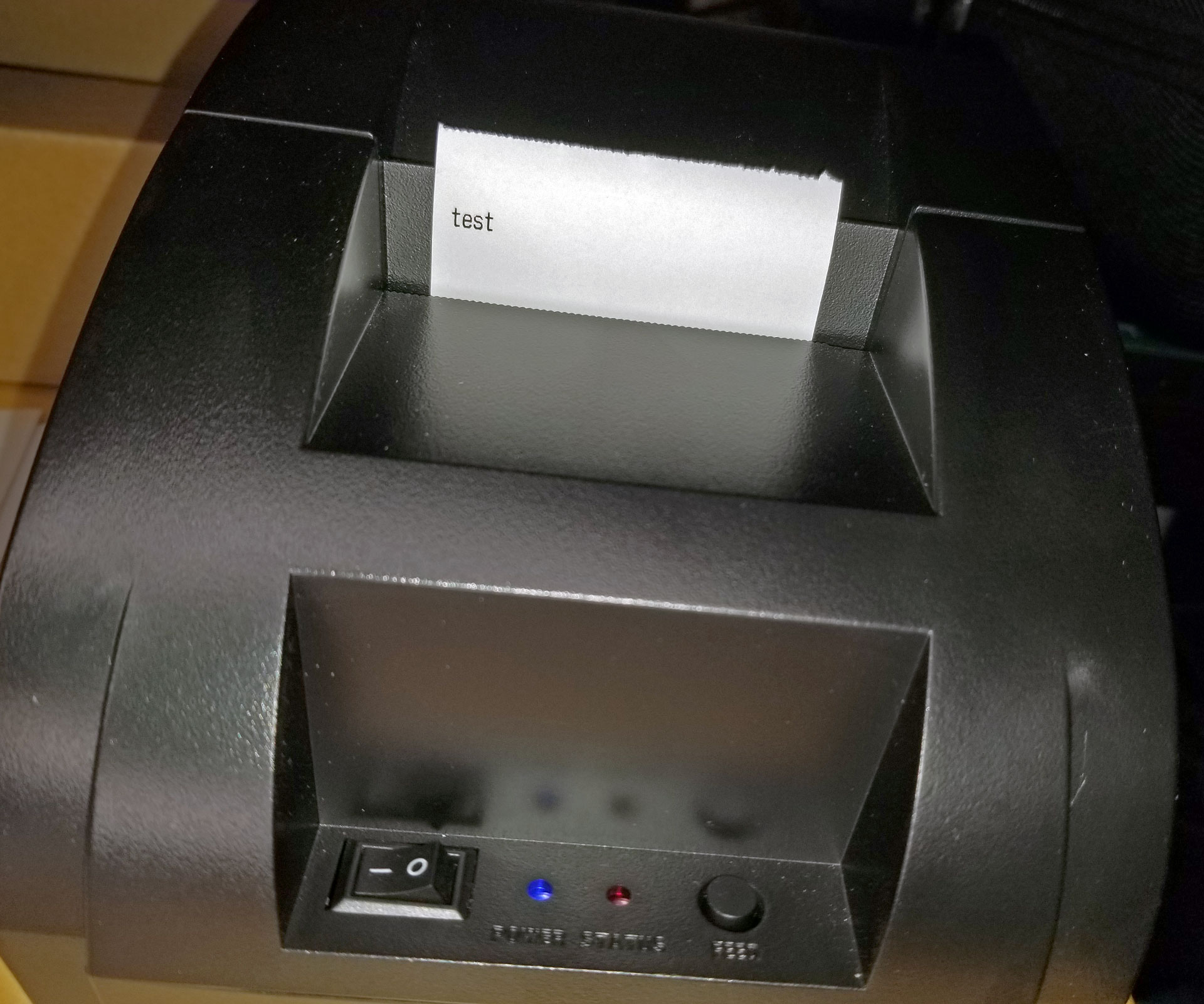 Successful test of receipt printer